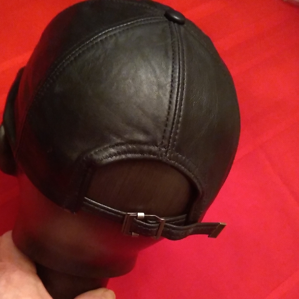 Black Leather Baseball Cap, #41 - Picture 3 of 9
